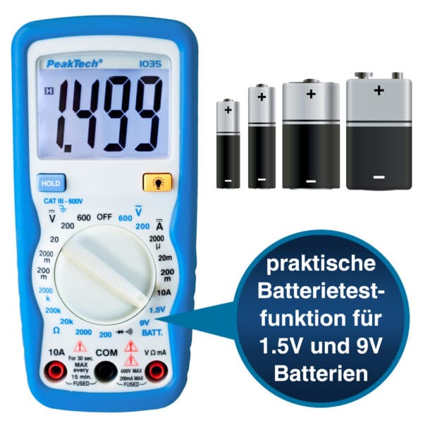PeakTech® P 1035 600V AC / DC digital multimeter ~ 2000 digit LCD - Image 5