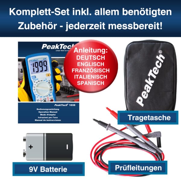 PeakTech® P 1035 600V AC / DC digital multimeter ~ 2000 digit LCD - Image 7