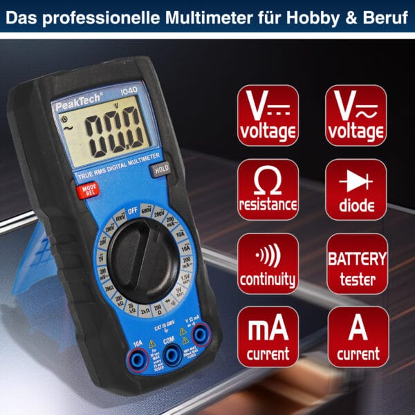 PeakTech® P 1040 TrueRMS Digital Multimeter 2000 Counts, Man. Range - Image 3