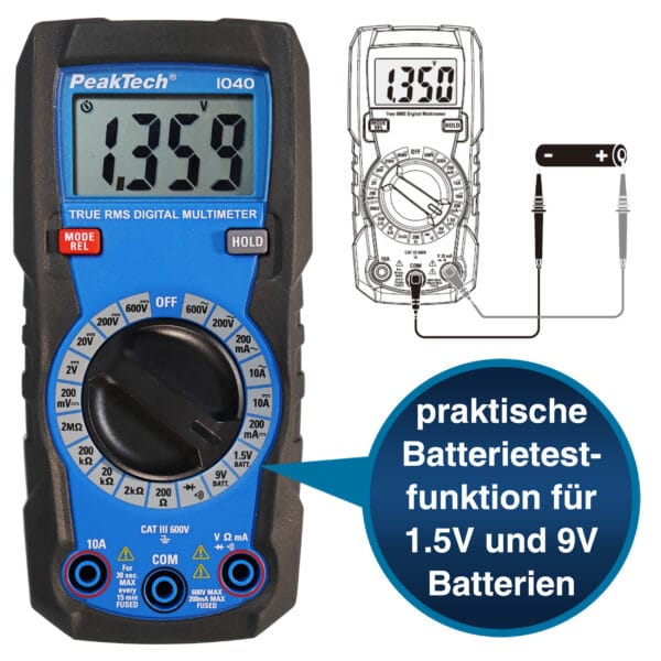 PeakTech® P 1040 TrueRMS Digital Multimeter 2000 Counts, Man. Range - Image 6