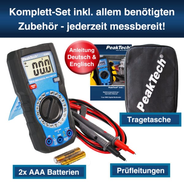 PeakTech® P 1040 TrueRMS Digital Multimeter 2000 Counts, Man. Range - Image 7