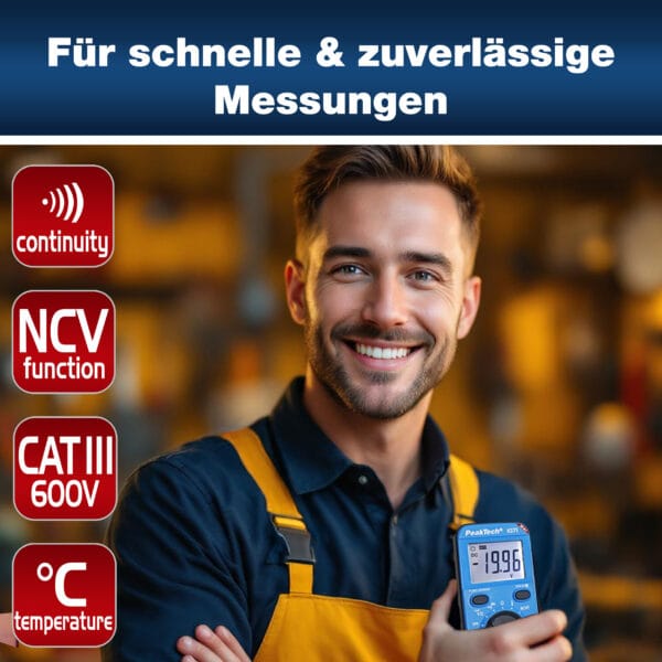 PeakTech® P 1071 600V AC/DC Multimeter with NCV & Live-Test - Image 5