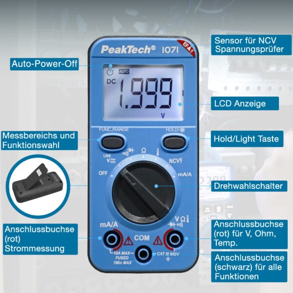 PeakTech® P 1071 600V AC/DC Multimeter with NCV & Live-Test - Image 6