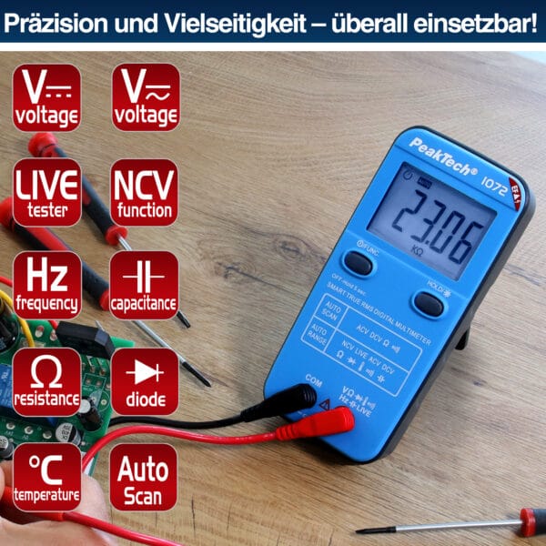 PeakTech® P 1072 600V AC/DC smart multimeter with NCV & Live-test - Image 6
