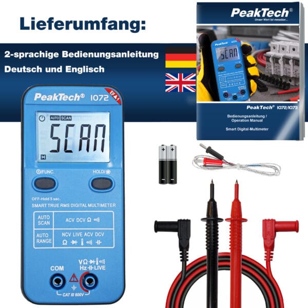 PeakTech® P 1072 600V AC/DC smart multimeter with NCV & Live-test - Image 8