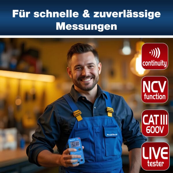 PeakTech® P 1073 600V AC/DC Smart-Multimeter with NCV & Live-Test - Image 4