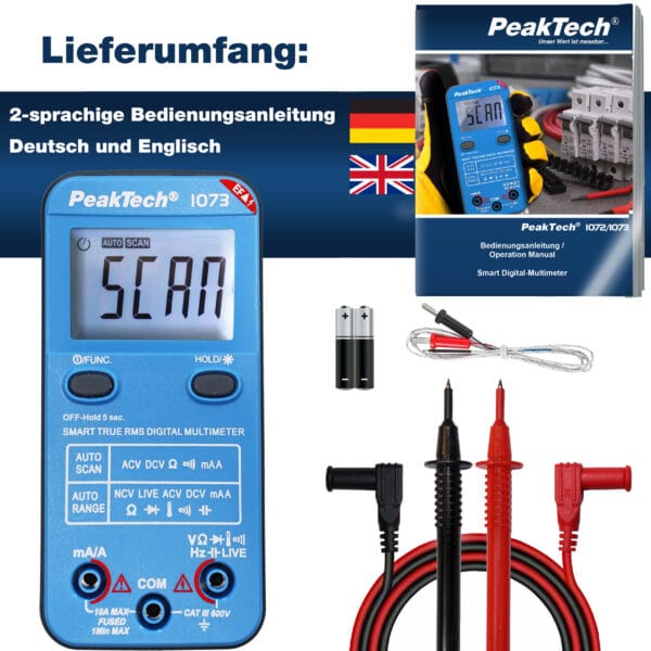 PeakTech® P 1073 600V AC/DC Smart-Multimeter with NCV & Live-Test - Image 8