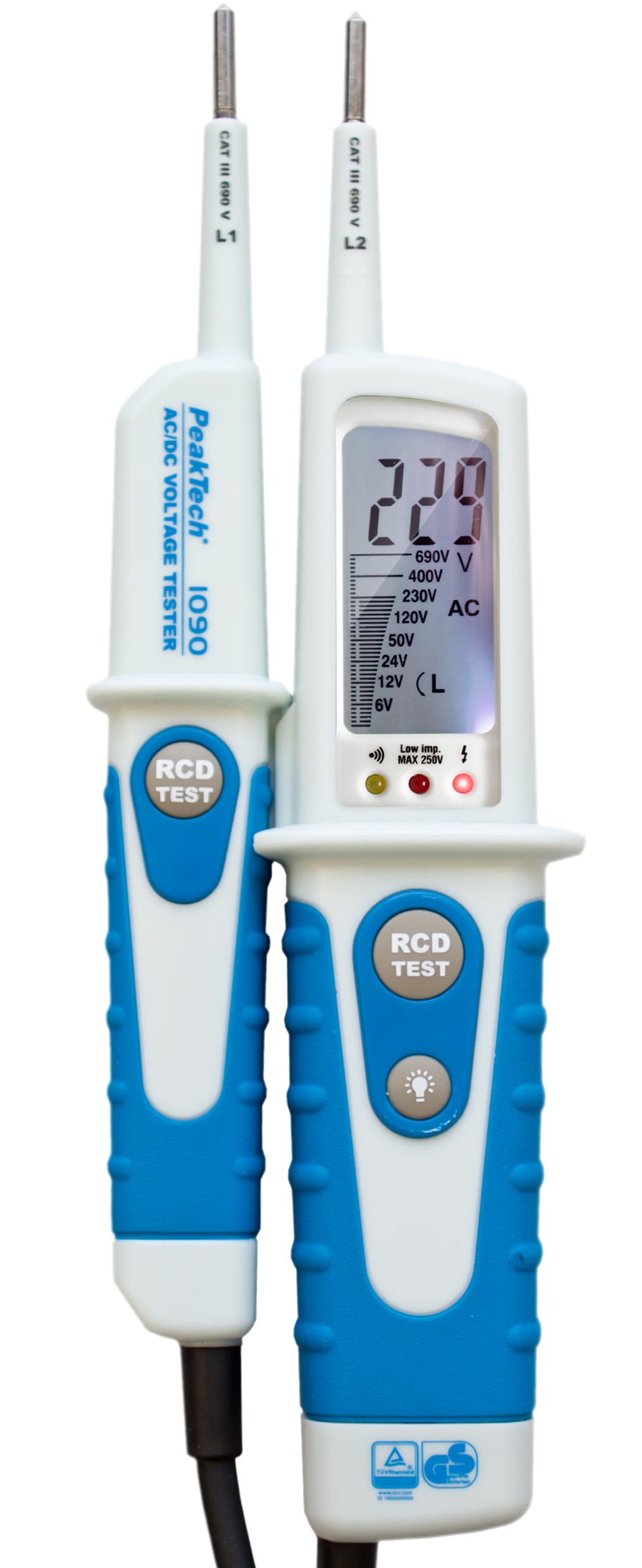 PeakTech® P 1090 AC/DC Voltage Tester with RCD-Test and LCD-display
