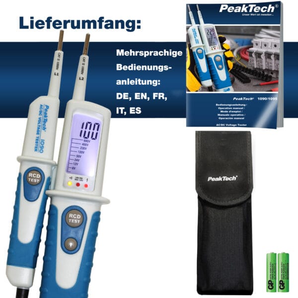 PeakTech® P 1090 AC/DC Voltage Tester with RCD-Test and LCD-display - Image 6
