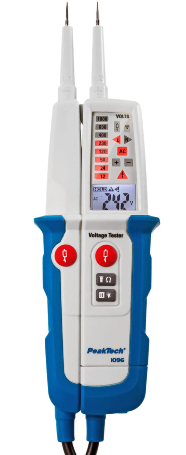 PeakTech® P 1096 AC/DC voltage tester with RCD-test & dual display