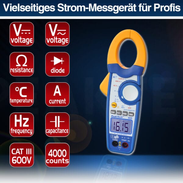 PeakTech® P 1615 Clamp meter 4,000 counts 1000 A AC/DC - Image 3