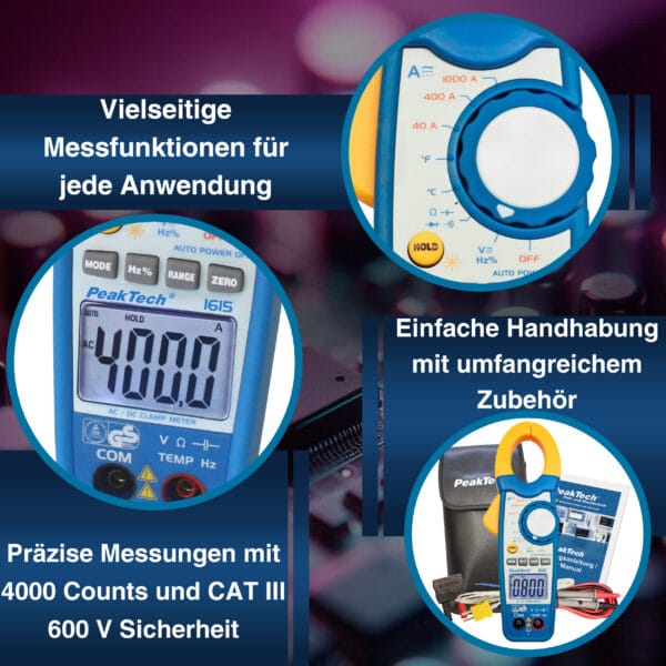 PeakTech® P 1615 Clamp meter 4,000 counts 1000 A AC/DC - Image 5