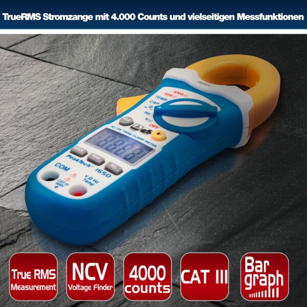 PeakTech® P 1650 TrueRMS clamp meter 4,000 counts 400 A AC/DC - Image 5