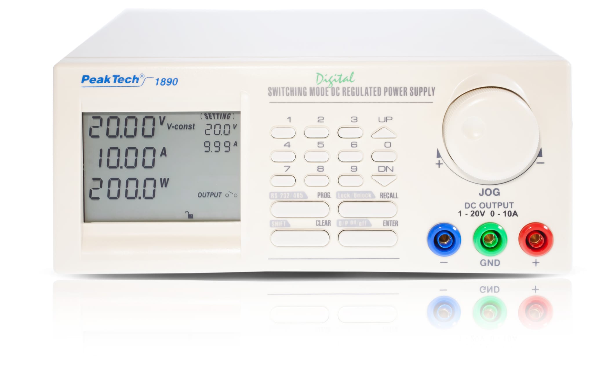 PeakTech® P 1890 Laboratory power supply DC 1 - 20V/ 0-10A with USB