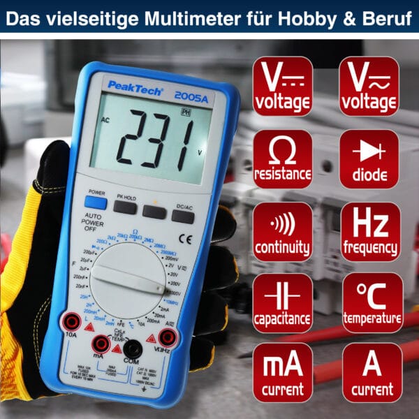 PeakTech® P 2005 A 1000 V digital multimeter 2000 Counts, 10A AC/DC - Image 3