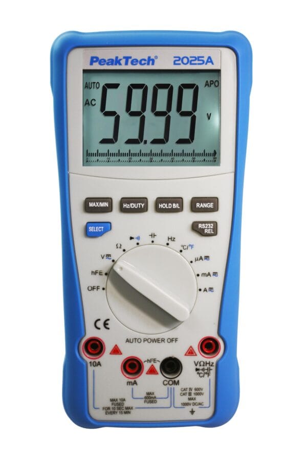 PeakTech® P 2025 A True RMS digital multimeter ~ 6.000 Counts ~ 1000V AC/DC ~ 10A AC/DC ~ USB