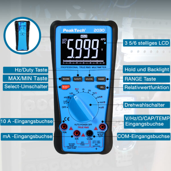 PeakTech® P 2030 True RMS 1000V Digital Multimeter 6000 Counts - Image 6