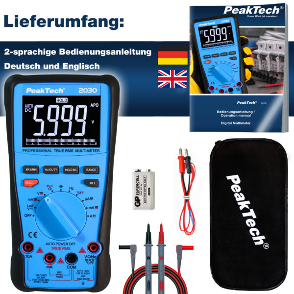 PeakTech® P 2030 True RMS 1000V Digital Multimeter 6000 Counts - Image 7