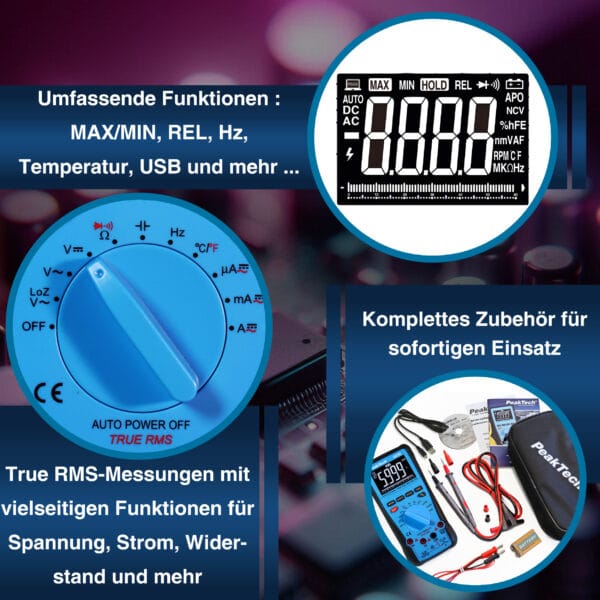 PeakTech® P 2035 True RMS 1000V Digital Multimeter 6000 Counts, USB - Image 6