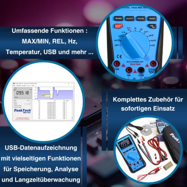 PeakTech® P 2040 True RMS 1000V Digitalmultimeter 20000 Counts, USB - Image 6