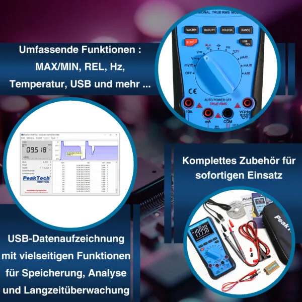 PeakTech® P 2040 True RMS 1000V Digitalmultimeter 20000 Counts, USB - Image 6