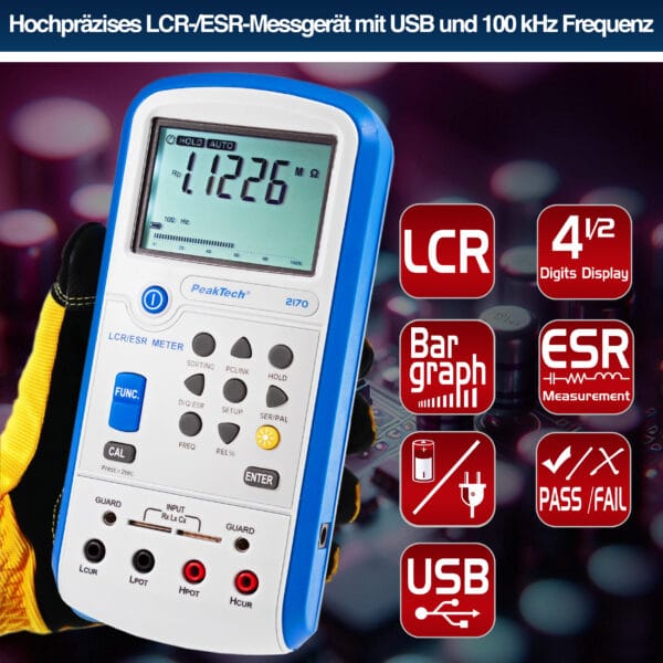 PeakTech® P 2170 LCR-/ESR-Meter, 100 Hz - 100 kHz, with USB - Image 4