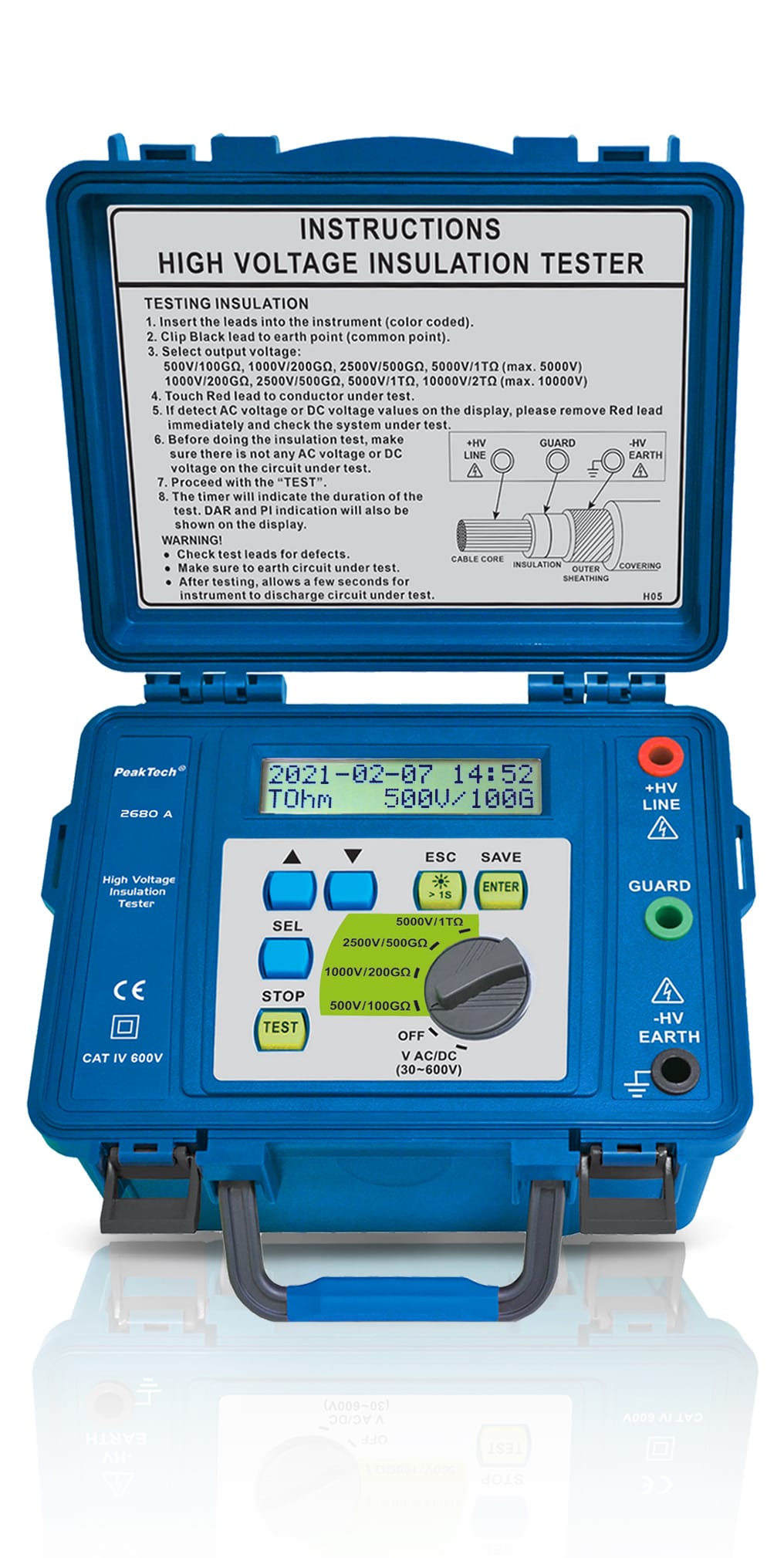 PeakTech® P 2680 A Insulation measuring device 500 V ... 5 kV/1TΩ