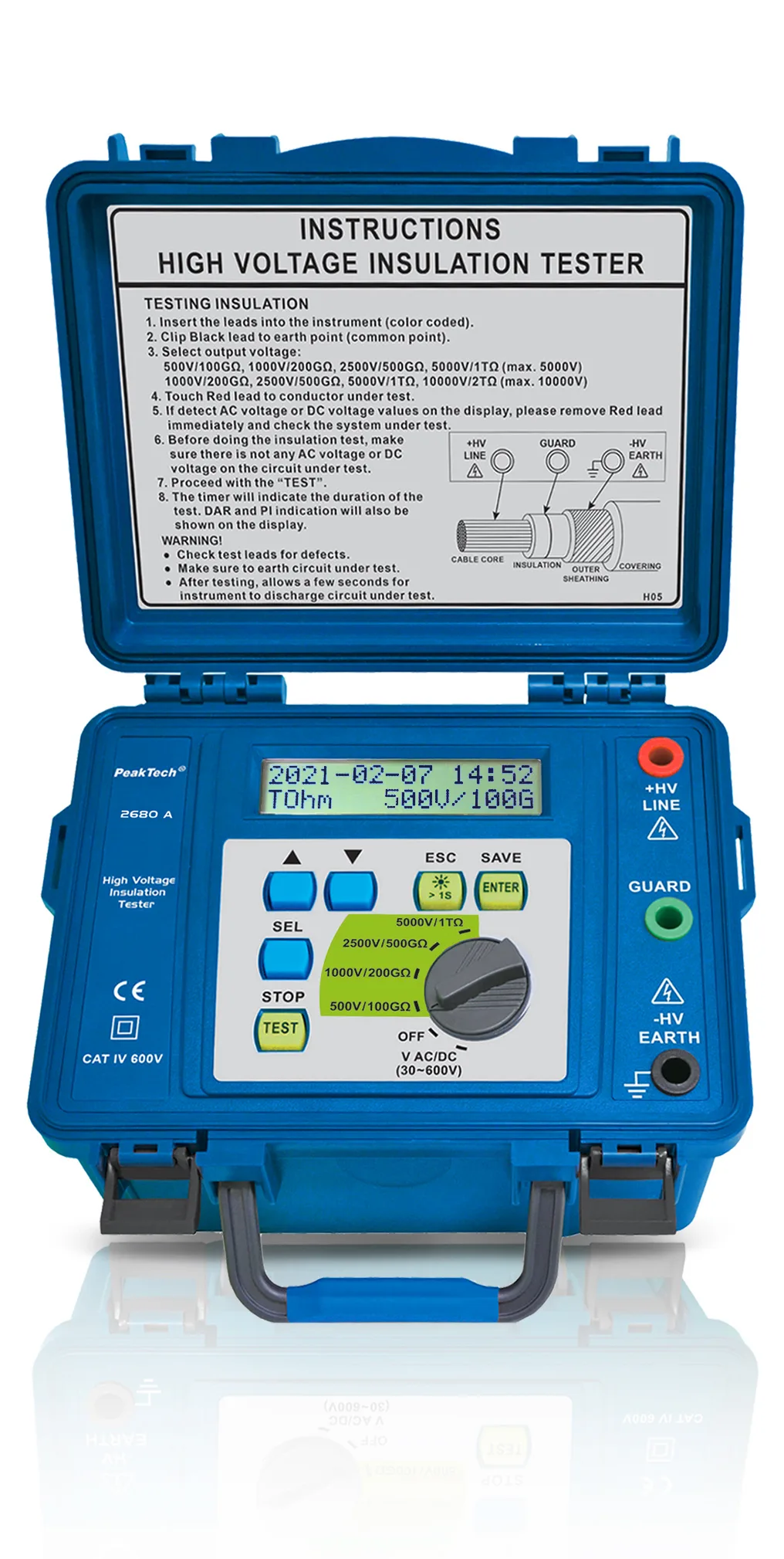 PeakTech® P 2680 A Insulation measuring device 500 V ... 5 kV/1TΩ