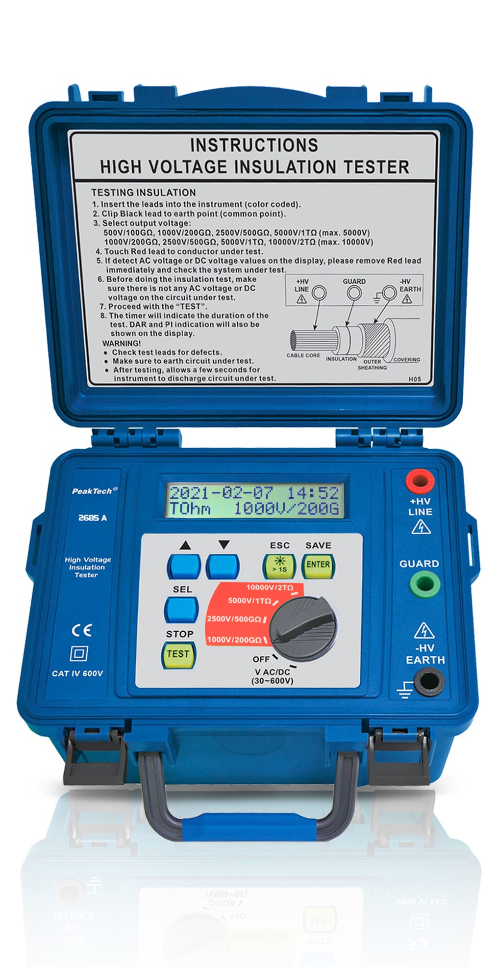 PeakTech® P 2685 A Insulation measuring device 1000 V ... 10 kV/2TΩ
