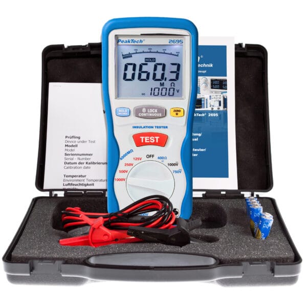 PeakTech® P 2695 Insulation tester 125/250/500/1000 V /4000 MΩ