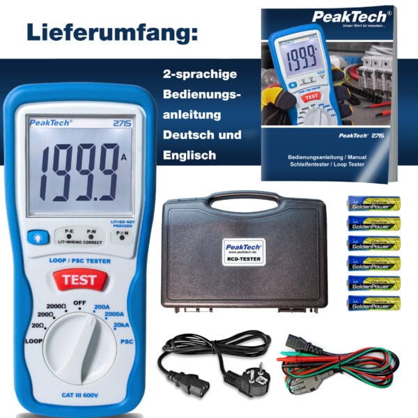 PeakTech® P 2715 Digital LOOP / PSC loop impedance tester - Image 6