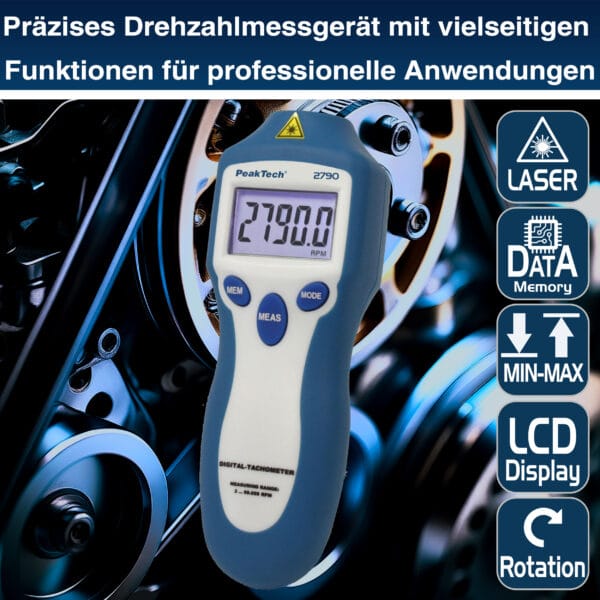 PeakTech® P 2790 Tachometer, 5-digit 1 ... 99,999 rpm - Image 4