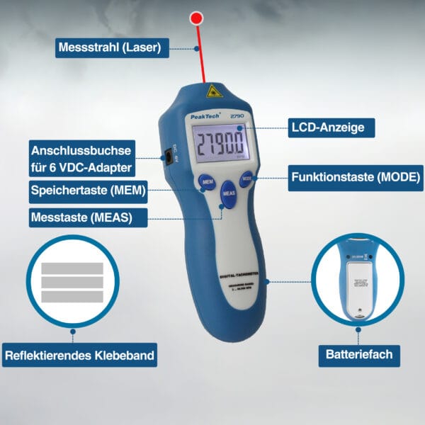 PeakTech® P 2790 Tachometer, 5-digit 1 ... 99,999 rpm - Image 7
