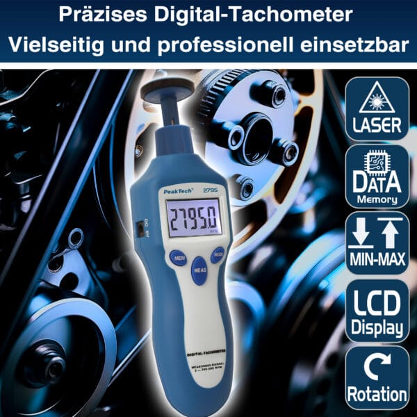 PeakTech® P 2795 Tachometer photo-contact type with laser - Image 4