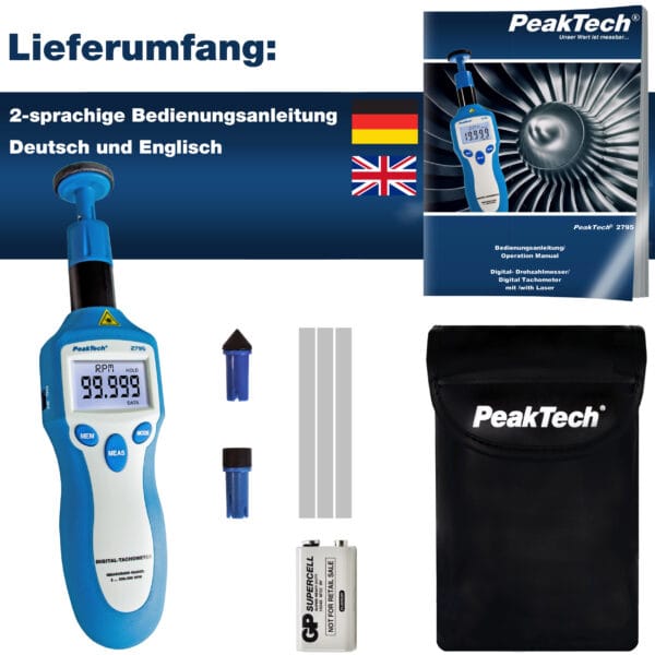 PeakTech® P 2795 Tachometer photo-contact type with laser - Image 8