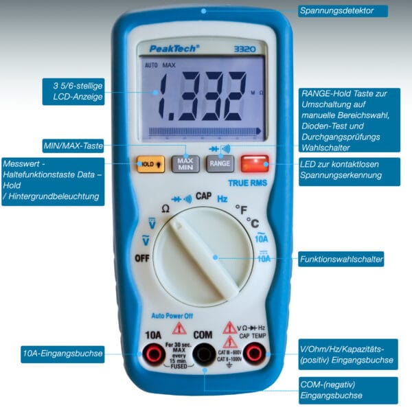 PeakTech® P 3320 Digital multimeter, 6,000 counts, TrueRMS - Image 6