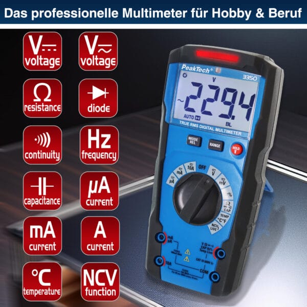 PeakTech® P 3350 TrueRMS digital multimeter 6000 Counts, Auto Range - Image 3