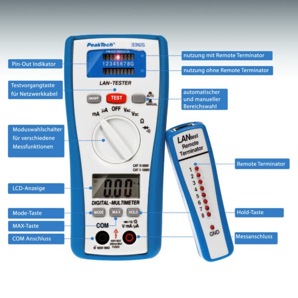PeakTech® P 3365 Digital multimeter, 2,000 counts, with LAN tester - Image 5