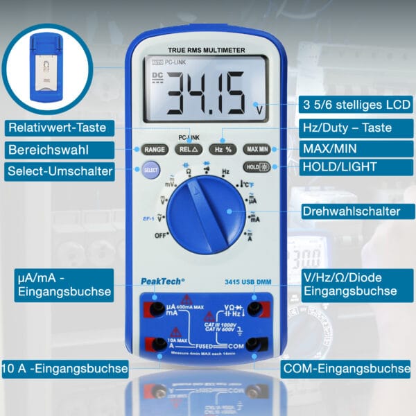 PeakTech® P 3415 Digital multimeter, 6,000 counts, TrueRMS & USB - Image 7