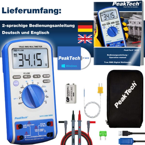 PeakTech® P 3415 Digital multimeter, 6,000 counts, TrueRMS & USB - Image 8