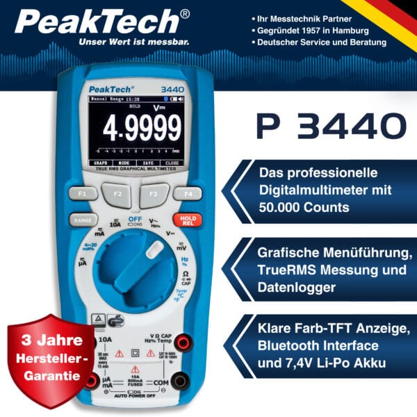 PeakTech® P 3440 True RMS graphic multimeter 50,000 counts - Image 3