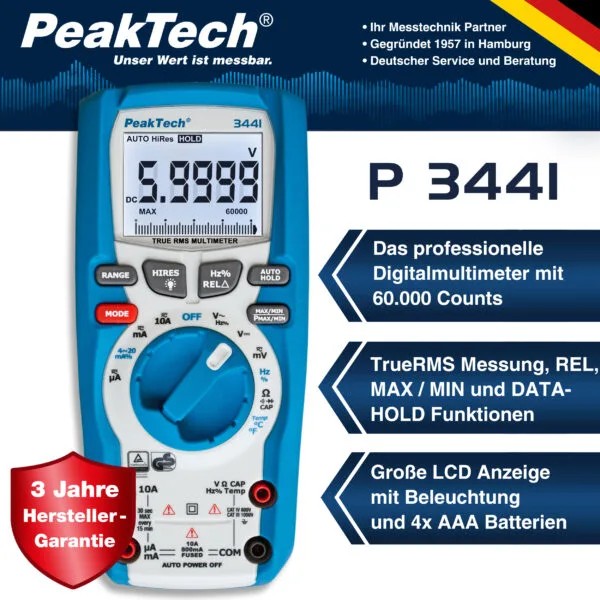 PeakTech® P 3441 TrueRMS digital multimeter ~ 60.000 Counts ~ 1000V AC/DC - Image 2