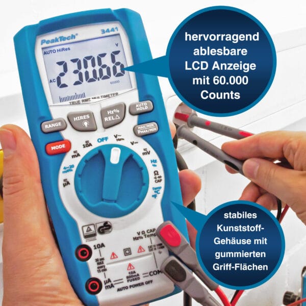 PeakTech® P 3441 TrueRMS digital multimeter ~ 60.000 Counts ~ 1000V AC/DC - Image 3
