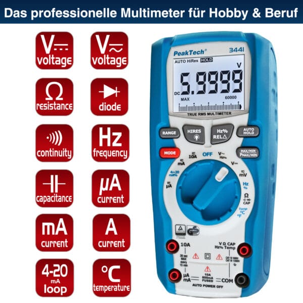 PeakTech® P 3441 TrueRMS digital multimeter ~ 60.000 Counts ~ 1000V AC/DC - Image 6