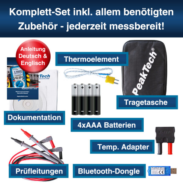 PeakTech® P 3442 TrueRMS digital multimeter ~ 60.000 Counts ~ 1000V AC/DC, Bluetooth - Image 7