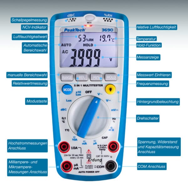 PeakTech® P 3690 4000 counts multimeter, environmental measurements - Image 6
