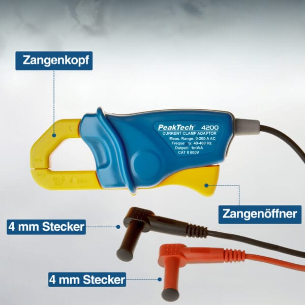 PeakTech® P 4200 Current Clamp Adapter 200 A AC, with 4mm Plugs - Image 5