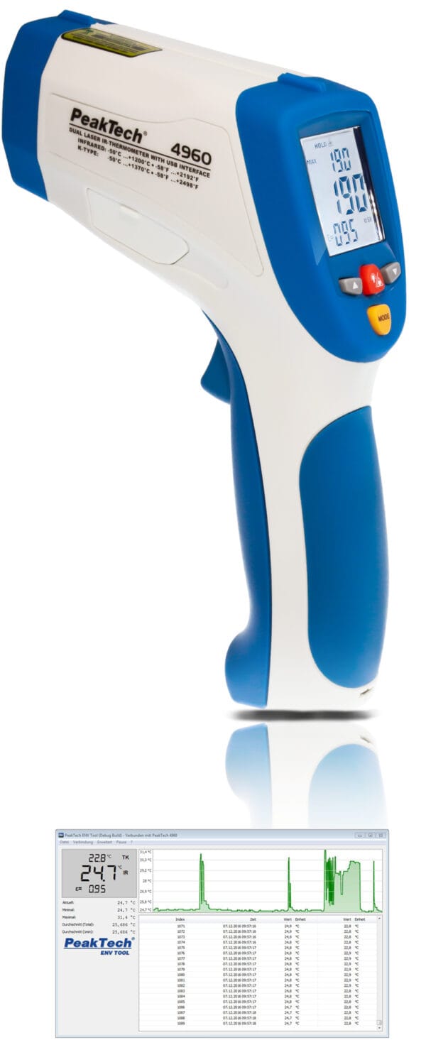 PeakTech® P 4960 IR-Thermometer; -50 … +1200°C; USB-Interface - Image 2