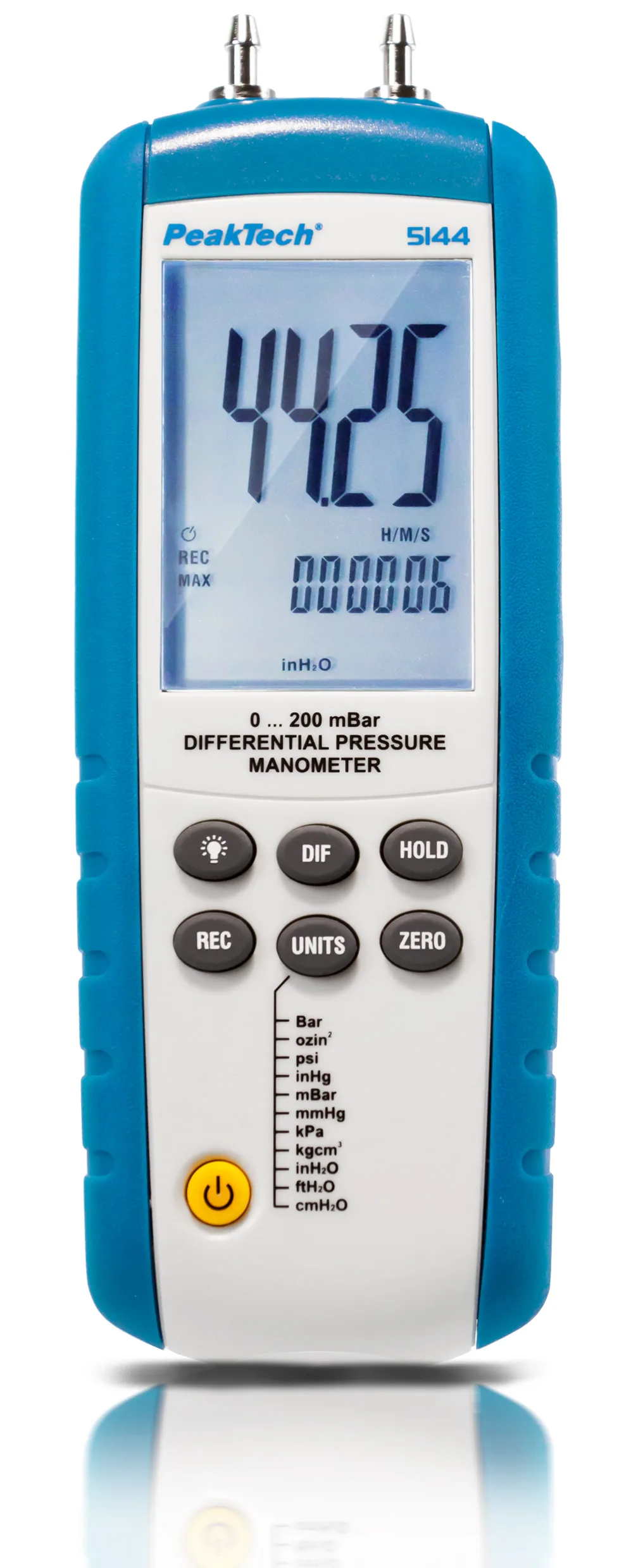 PeakTech® P 5144 Differential pressure Meter 0...200 mbar with USB