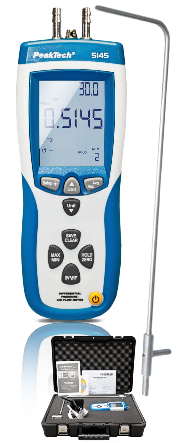 PeakTech® P 5145 Professional Pressure-Difference & Air Flow Meter - Image 2